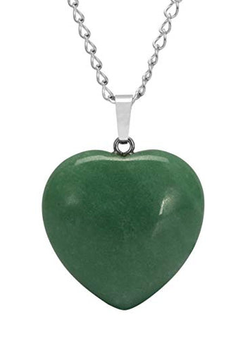 You are My Only Love Natural Aventurine Gemstone Large Heart Pendant Necklace Healing Crystals Reiki Chakra Gem Stone 18 Inch GGP8-3