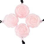 rockcloud Hand Carved Rose Quartz Rose Flower Crystal Stone Pendant Necklace for Women