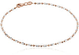 Italian Rose-Tone and Polished Sterling Silver Mezzaluna Chain Anklet, 10"
