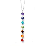 Chain Necklace,PWMENLK Semi Precious Stone Necklace Chakra Ctystal Healing Balancing Reiki Yoga Meditation Jewelry(Crack)