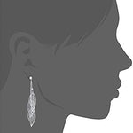 SILVERAL Dangle Earrings Silver Earrings for Women Lightweight Big Filigree Leaves Drop Pierced Earrings for Women Gift(Sparkling Leaves Silver)