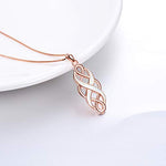 YFN Irish Celtic Knot Created Opal Pendant Necklace Infinity Love Sterling Silver CZ Jewelry 18" (Rose Gold Celtic Necklace)