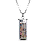 JUNHAN Tourmaline Chakra Healing Crystal Wishing Bottle Pendants Necklace for Womens Girls Tumbled Rock Wicca Chip Stone Wish Reiki Energy Pendant Jewelry
