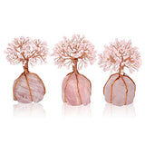 Top Plaza Chakra Healing Crystals Copper Money Tree Wrapped On Natural Rose Quartz Base Feng Shui Luck Figurine