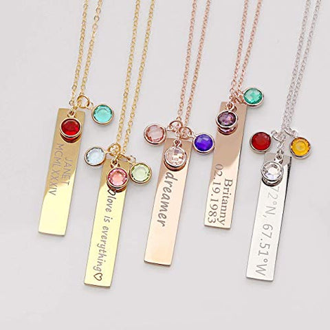 Birthstone Gold Necklaces for Women Gemstone Jewelry Graduation Gift for Her Emerald Necklace Birthstone Gift Family Tree Necklace - 8N-BS