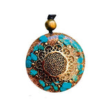 Orgonite Necklace, Protection EMF, Symbol Flower of Life, Sacred Geometry, with Turquoise, Rolled Quartz Wellness, Reiki, Yoga, Meditation, Handmade, Arte Orgones