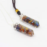 Orgone Pendant -Mix 7 Chakra Orgone Pendant Necklace with Healing Crystals for balancing Chakra-EMF Protection (Orgone Couple Bullet Pendant) Set of 2