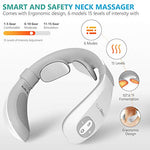 TENS Electric Pulse Neck Massager for Pain Relief, Cunmiso Intelligent Neck Massage with Heat, 6 Modes 15 Levels Cordless Deep Tissue Trigger Point Massager, Portable Neck Massager for Women Men Gift