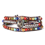 YGLINE Chakra Beaded 3 Wrap Bracelet for Women Boho Handmade Adjustable Stackable Strand Bracelet Jewelry