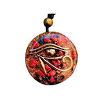 Orgonite Necklace, Eye of Horus, Amulet of protection, EMF, with tourmaline, onyx, pyrite, coral and quartz, yoga, meditation, reiki, Handmade, Arte Orgones