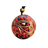 Orgonite Necklace, Eye of Horus, Amulet of protection, EMF, with tourmaline, onyx, pyrite, coral and quartz, yoga, meditation, reiki, Handmade, Arte Orgones