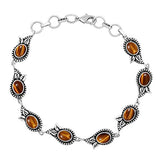 Natural Tiger Eye Bracelet 925 Silver Overlay Handmade Vintage Bohemian Style Jewelry For Women Mom Wife