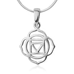 Chuvora 925 Sterling Silver Filigree Muladhara Root 1st First Chakra Symbol Healing Pendant Necklace 18”