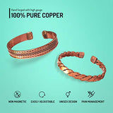 Hand Forged 100% Pure Copper Bracelet for Women & Men ~ Him & Her Set of Hammered Bracelet ~ Effective Relief for Arthritis, Joint Pain and Migraine (Couple Healer - 2 pcs)