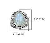 YoTreasure Rainbow Moonstone Ring 925 Sterling Silver Jewelry