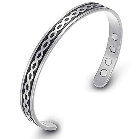 Rainso Mens Womens Pure Titanium Magnetic Therapy Bracelet for Arthritis Adjustable with Display Box (Endless Love)