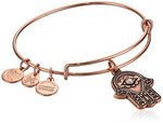Alex and Ani Women's Hand of Fatima Rose Gold Charm Bangle Bracelet, Expandable