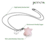 JADENOVA Natural Rose Quartz Necklace Merkaba Crystal Pendent Necklace for Women Men Jewelry Energy Healing Gemstone Pendulum Pendant (18 Inches Stainless Steel Chain)