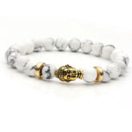 JOVIVI 8MM Unisex Black Lava/Tiger Eye/ Lapis Energy Stone Mala Beads with Gold Buddha Bracelets