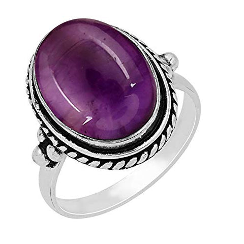 Amethyst Ring Size 5 925 Silver Overlay Vintage Style Handmade Solitaire Ring