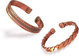 Hand Forged 100% Pure Copper Bracelet for Women & Men ~ Him & Her Set of Hammered Bracelet ~ Effective Relief for Arthritis, Joint Pain and Migraine (Couple Healer - 2 pcs)