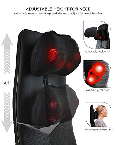 Zyllion Shiatsu Neck and Back Chair Massager 3D Kneading Deep Tissue ZMA-33