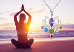 925 Sterling Silver 7 Chakra Necklace Healing Crystal Lotus Flower Pendant Necklace Jewelry Mother Birthday Gifts for Women,Mom,Wife,Yoga Lover