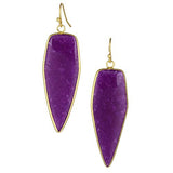 TUMBEELLUWA Purple Glass Crystal Quartz Stone Dangle Hook Earrings Arrow Shape Gold Plated