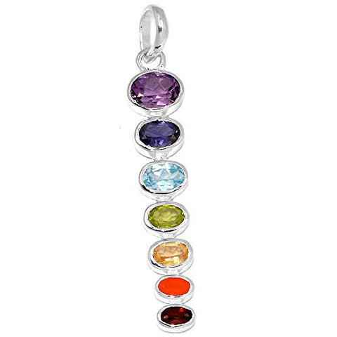 Xtremegems Healing Chakra 925 Sterling Silver Pendant Jewelry 2 1/4 CP125
