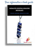 Natural Sodalite Crystal Healing Necklace - For Third Eye Chakra. Promotes Communication, Deepens Meditation, Instills Drive For Truth. Calms Anxiety, Enhances Self-Acceptance. With Stylish Chain