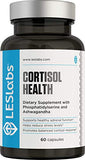 LES Labs Cortisol Health, Adrenal Support Supplement for Stress Relief, Balanced Cortisol Response & Adrenal Fatigue with Phosphatidylserine & Ashwagandha, 60 Capsules