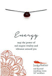 Lucky Feather Color Power Chakra Necklace - 7 Rainbow Teardrop Pendant Chakra Stones on 16” Cord - Ideal Yoga Gifts to Represent Your Spiritual Being (Red)