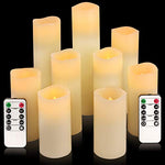 Flameless Candles, Led Candles Set of 9(H 4" 5" 6" 7" 8" 9" xD 2.2") Ivory Real Wax Battery Candles with Remote Timer (Batteries not Included)