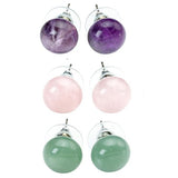 JOVIVI 3pairs Womens Natural Amethyst/Rose Quartz/Green Aventurine Round Abacus Ball Crystal Beads Chakra Stud Earrings