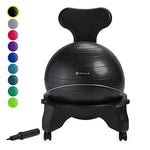 Gaiam Classic Balance Ball Chair – Exercise Stability Yoga Ball Premium Ergonomic Chair for Home and Office Desk with Air Pump, Exercise Guide and Satisfaction Guarantee, Charcoal