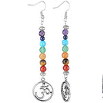 SUNYIK 7 Color Stone Dangle Earrings for Women,with Root Chakra