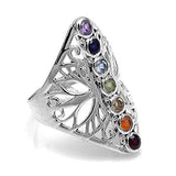 Silver Palace Healing Chakra 925 Sterling Silver Ring Jewelry Size 6 to 10