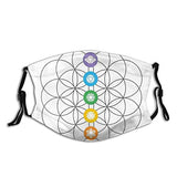 Comfortable Windproof mask,Chakra Points In Vintage Concentric Rings Of Partial Circle Zen Image,Printed Facial decorations for adult