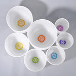440HZ 6"-12" Set of 7 Paternoster Frosted Quartz Crystal Singing Bowls with 2 Pcs Carrier Bags