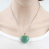 You are My Only Love Natural Aventurine Gemstone Large Heart Pendant Necklace Healing Crystals Reiki Chakra Gem Stone 18 Inch GGP8-3