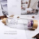 Runyangshi Crystal Elixir Glass Water Bottle | 16.9oz Natural Gemstone Water Bottle | Includes Protective Sleeve and Removable Crystal (Amethyst+Rose Quartz+Clear Quartz, Bamboo)