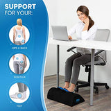 Everlasting Comfort Office Foot Rest Under Desk - Pure Memory Foam - Teardrop Curved Design - Non-Slip Bottom (Black)