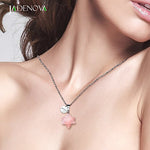JADENOVA Natural Rose Quartz Necklace Merkaba Crystal Pendent Necklace for Women Men Jewelry Energy Healing Gemstone Pendulum Pendant (18 Inches Stainless Steel Chain)