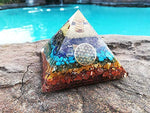 Real Crystal Store Seven Chakra Orgone Pyramid - 7 Chakra Orgonite Pyramid Energy Healing Crystals and Stones Emf Protection Pyramid Yoga Meditation Energy Generator Chakra Crystals - Gemstones Set