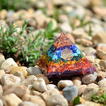 Orgone Chakra Pyramid- 7 Chakra Gemstone Orgonite Pyramid for Chakra Balancing- Emf Protection Psychic Meditation - Healing Love Yoga Chakra