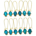 SUNYIK Natural Crystal Geode Druzy Quartz Kidney Hook Dangle Earrings for Women, Buddha Palm, Blue