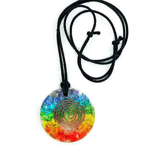 Orgone chakra crystals necklace pendant with healing stones for emf protection - healing crystals chakra necklace - crystal jewelry for women - chakra stones based crystal pendant necklace for men