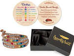 SPUNKYsoul New! Chakra Awareness Leather Wrap and Crystal Bracelet for Women Collection (Tan)