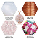 Top Plaza Healing Crystal Synthetic Opal Rose Quartz Round Stone Pendant Necklace Tree of Life Copper Wire Wrapped Necklaces Handmade Reiki Quartz Gemstone Jewelry for Womens