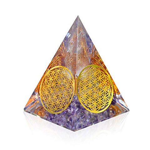 Orgone Pyramid – Aura Healing Crystal Emf Protection Orgone Energy Generator – Nubian Orgonite Pyramid for Activate Seven Chakra – Shield Negative Entities Meditation Yoga Heal